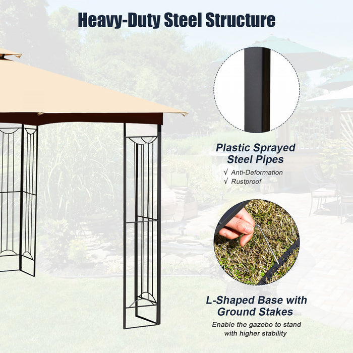 Costway 10’ X 10’ Patio Canopy Gazebo Exterieur 2-tier Tente En Acier Robuste En Forme De L