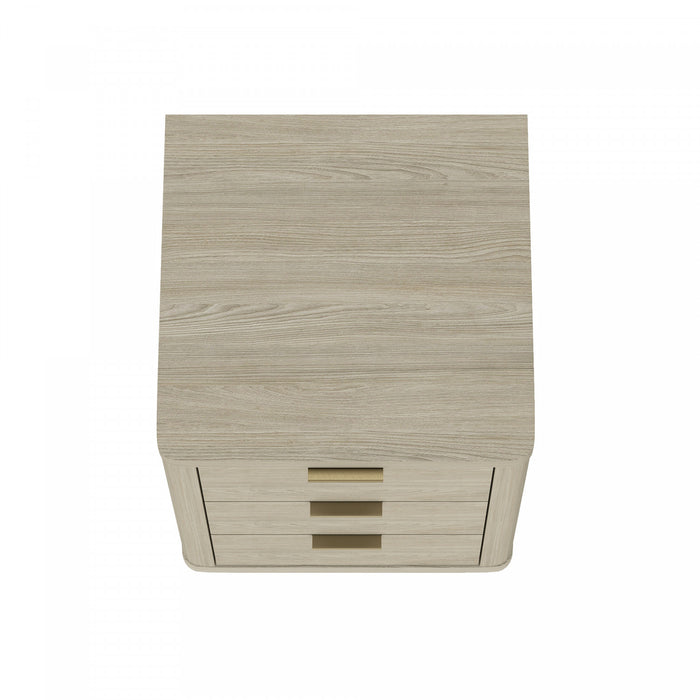 Table de nuit moderne Evelyn 20\" en bois naturel (3 tiroirs)