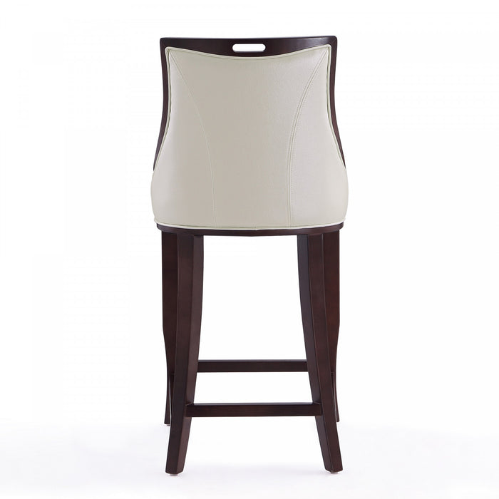 Tabouret de bar en bois traditionnel Emperor avec assise rembourree, blanc perle - Lot de 2