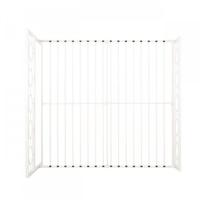 Robert Cadre De Lit En Metal Avec Tete Et Pied De Lit Au Design Circulaire, Taille King, Blanc