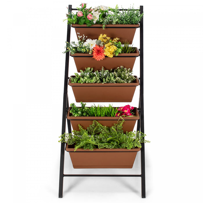 Costway 5 Niveaux Vertical Jardin Planter Boite Elevee Lit Eleve W / 5 Conteneur Marron