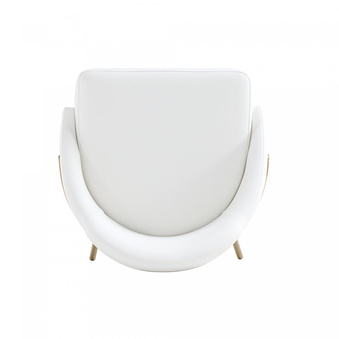 Tabouret de comptoir moderne Gracie en metal, rembourre, blanc et or