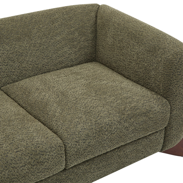 Lillian Canape deux places moderne en bois massif avec revetement en boucle, assise confortable, vert