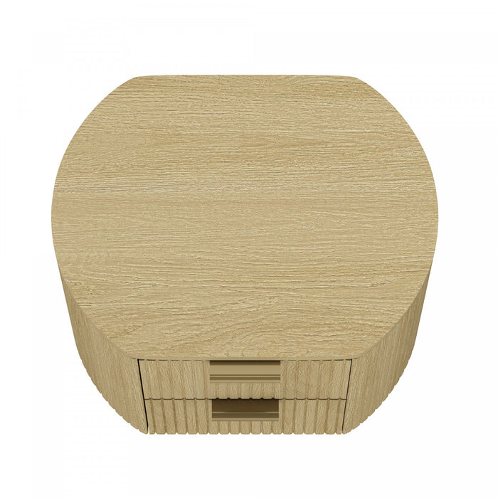 Table de nuit moderne Olivia 27\" en chene naturel (2 tiroirs)