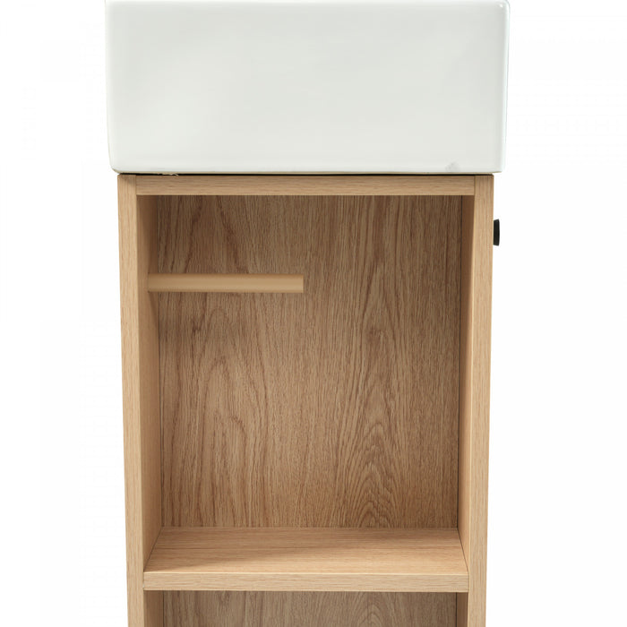 Evelyn Meuble-Lavabo Moderne avec Vasque en Ceramique et Rangement Intelligent, Naturel