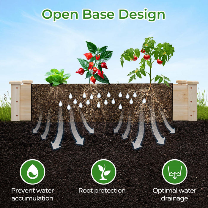Costway Souleve Jardin Lit Sapin Bois Bois Carre Bois Planter Boite Pour Fleur Exterieur