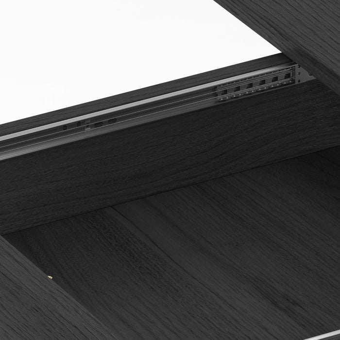 Noah Table a manger ovale extensible avec pieds rayes, noir