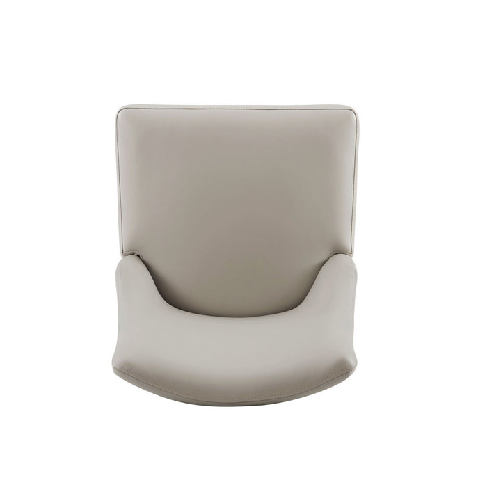 Chaise de salle a manger moderne Connie en bois, cuir vegetalien et velours, gris clair - Lot de 2
