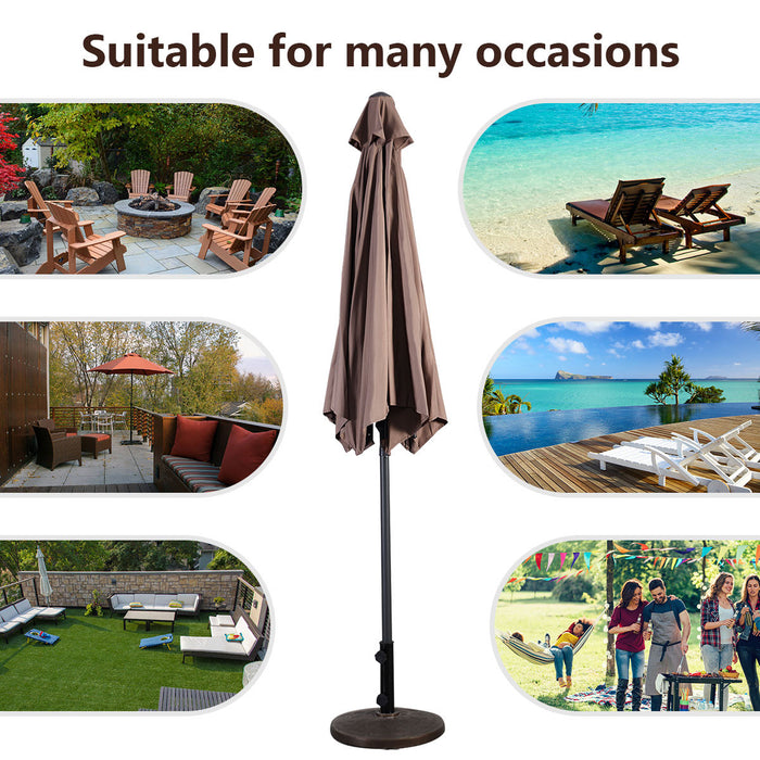 Costway Parasol de Patio 9ft Marche en Acier Incline avec Manivelle Cour Jardin Tan