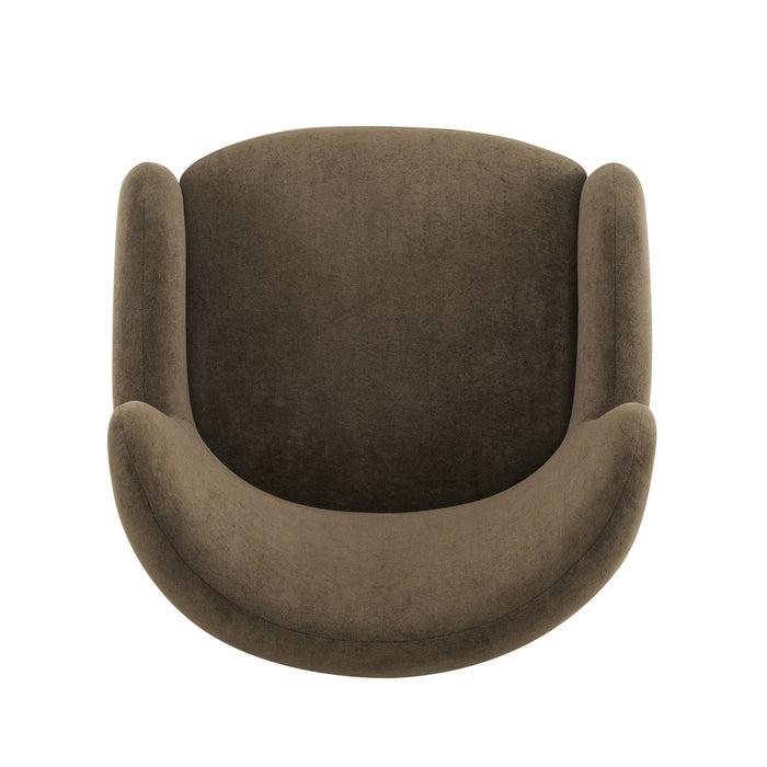 Sophia Fauteuil confortable rembourre avec dossier a oreilles, marron fonce