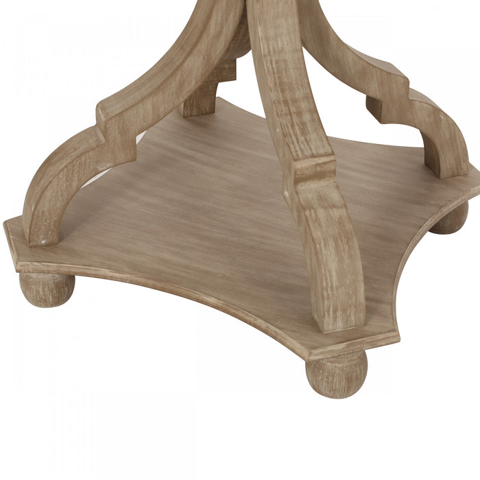 Table D’appoint Carrée Traditionnelle Jason Avec Étagère, Finition Bois Flotté