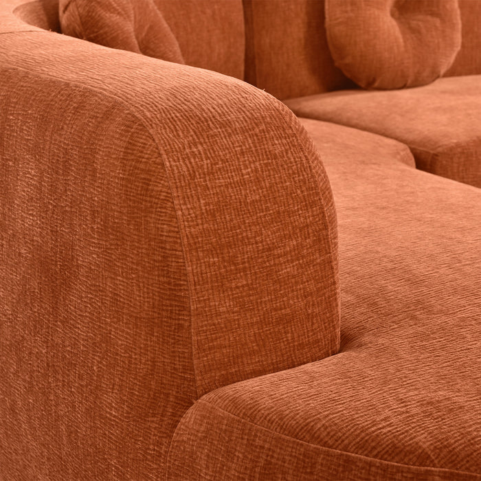 Vista Canape Sectionnel Extra-Large 122 po a Design Courbe et Mousse Haute Resilience, Orange