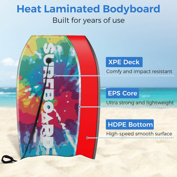 Costway 33 \"body Board Leger Avec Eps Core Xpe Deck Hdpe Fond Croissant Tail Colore