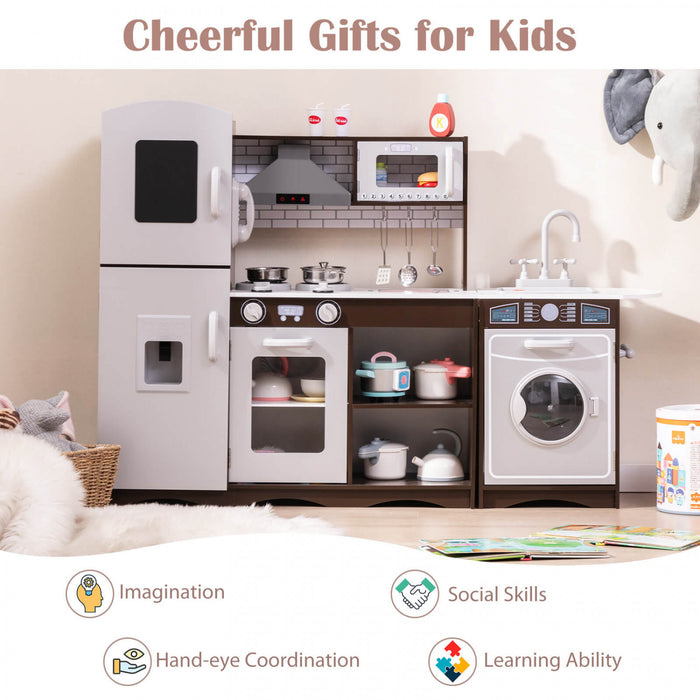 Costway Kids Kitchen Playset Avec Des Lumieres Et Des Sons Realistes
