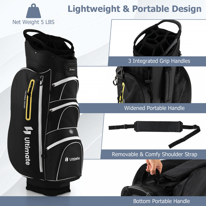 Costway Leger Sac De Chariot De Golf Avec 15 Voies Haut Diviseur Individuel Putter Bien Refroidisseur Sac Noir