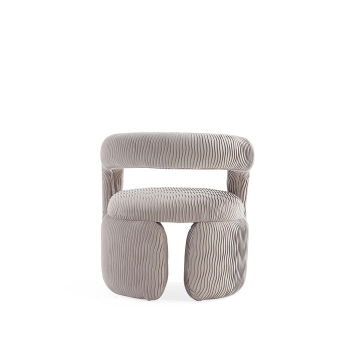 Fauteuil lounge Corvette mi-siecle moderne en velours coloris colombe