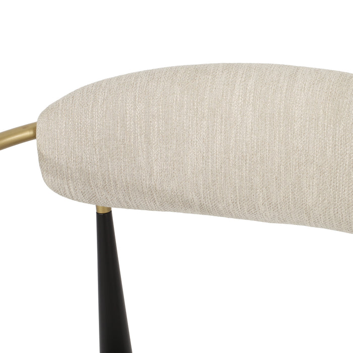 Ensemble De 2 Tabourets De Comptoir Aubrey Avec Dossier Ouvert, Revêtement En Tissu, Structure En Métal – Beige