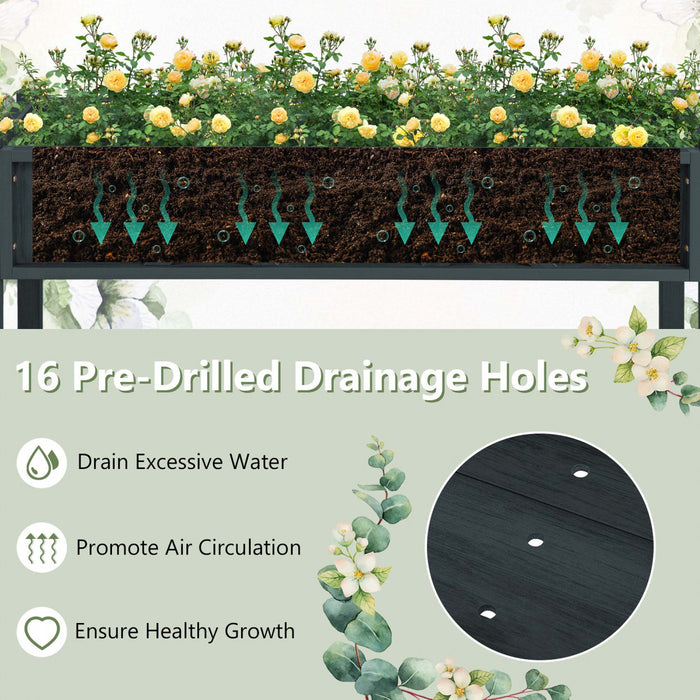 Costway Hips Souleve Lit De Jardin Poly Bois Eleve Planter Boite Avec Les Jambes, Etagere De Stockage Noir