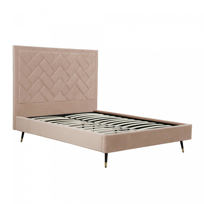 Lit Queen Moderne Crosby Rembourre en Velours Nude