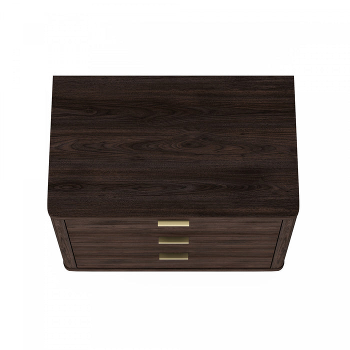 Table de nuit moderne Evelyn 81 cm en brun (3 tiroirs) - Lot de 2