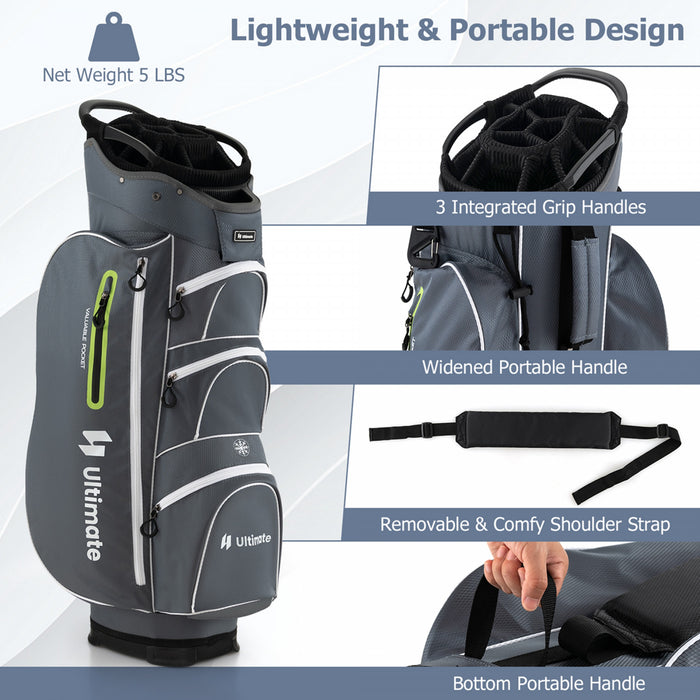 Sac De Chariot De Golf Leger Costway Avec 15 Voies Haut Diviseur Individuel Putter Bien Refroidisseur Sac Vert