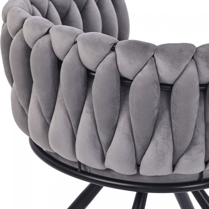 Chaises de salle a manger pivotantes Amelia en velours avec revetement capitonne et pieds en metal, lot de 2, gris