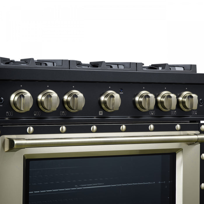 Cuisiniere a gaz Ambassador de 36 po, noire, 6 bruleurs scelles, four de 5,2 pi³ – FFSGS6299-36CPBLK