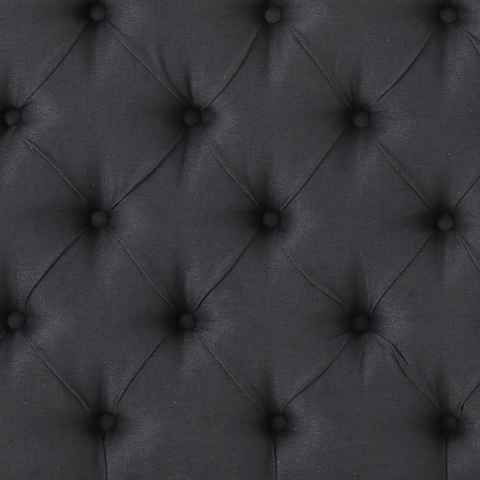 Hansen Tete De Lit Capitonnee A Dossier Aile Avec Boutons, Taille King, Noir