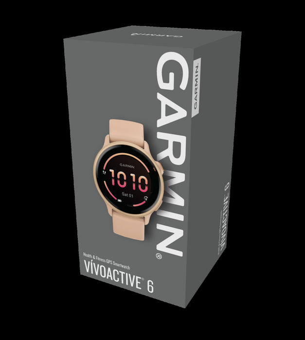 Montre intelligente Garmin Vivoactive 6 Pink Dawn - Suivi de style de vie, rapport matinal, suivi de meditation, sante des femmes, messagerie sur le poignet