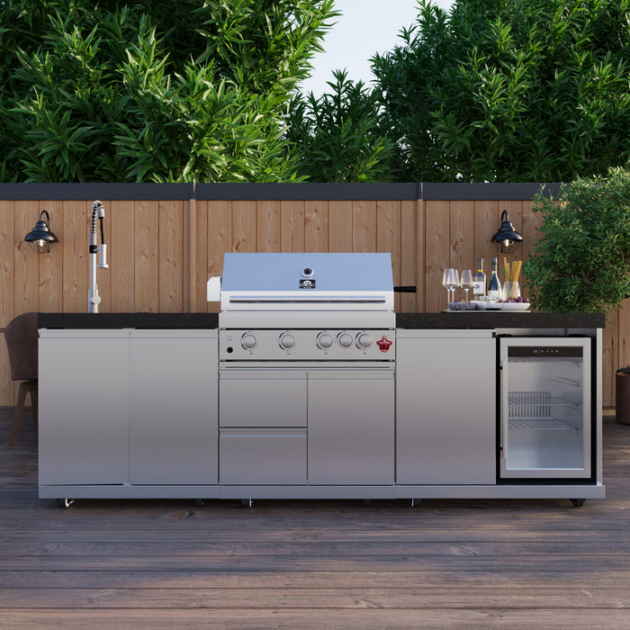 Cuisine d'exterieur Bulnes – BBQ en acier inoxydable de 60 000 BTU et comptoirs noirs – FODKT2506BLK
