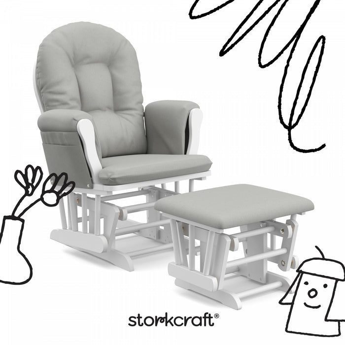 Storkcraft Hoop Fauteuil bercant et pouf - Blanc avec gris clair