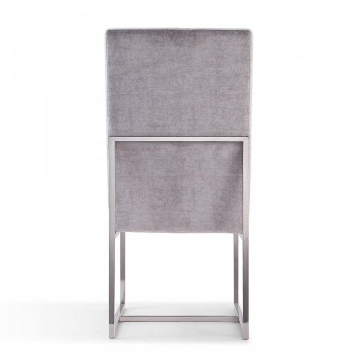 Chaise de salle a manger moderne en velours et metal Element gris - Lot de 2