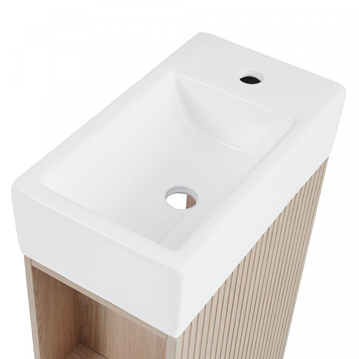 Ethan Meuble-lavabo de 18,6\" avec vasque et etagere reglable, Marron
