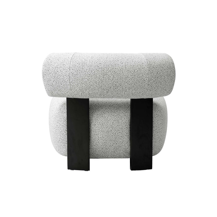 Fauteuil lounge rembourre Bartow style milieu du siecle en ivoire multicolore