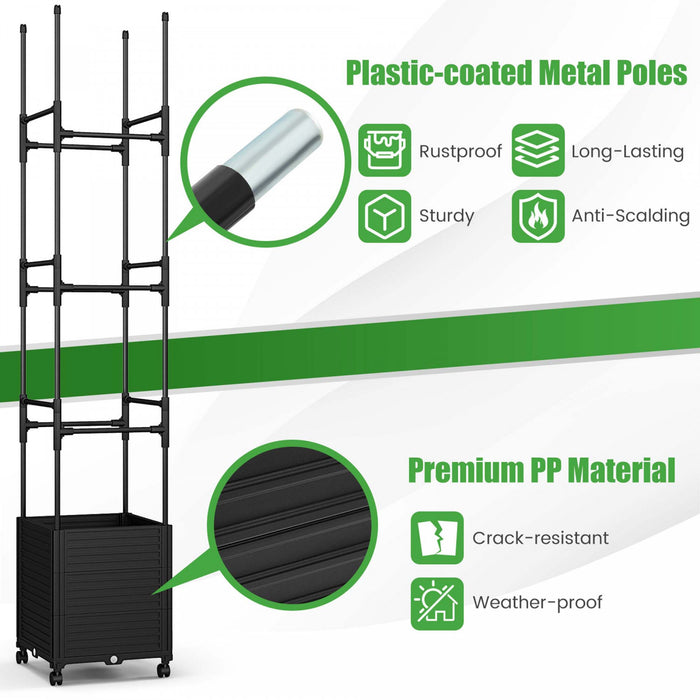 Costway 1 Pcs Lit De Jardin Eleve Avec Trellis Et Roues Boite A Planteur Auto-arrosant Avec 3 Hauteurs