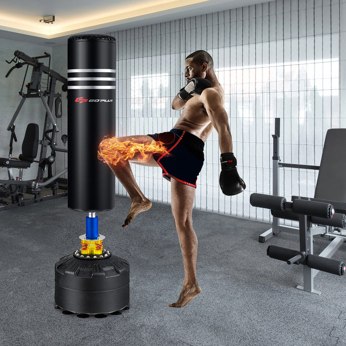Sac De Boxe Autoportant 178 Cm Et 100 Kg Goplus, Avec 12 Amortisseurs De Base A Ventouse