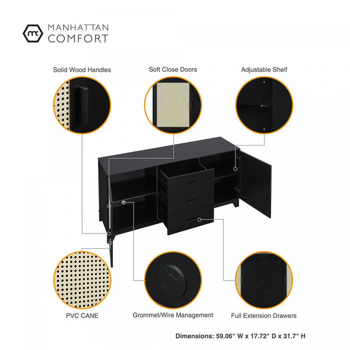 Ensemble de salon Sheridan style milieu du siecle 4 pieces en noir