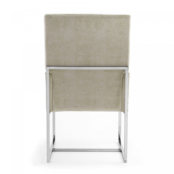 Chaise de salle a manger moderne en velours et metal Element, coloris champagne - Lot de 2