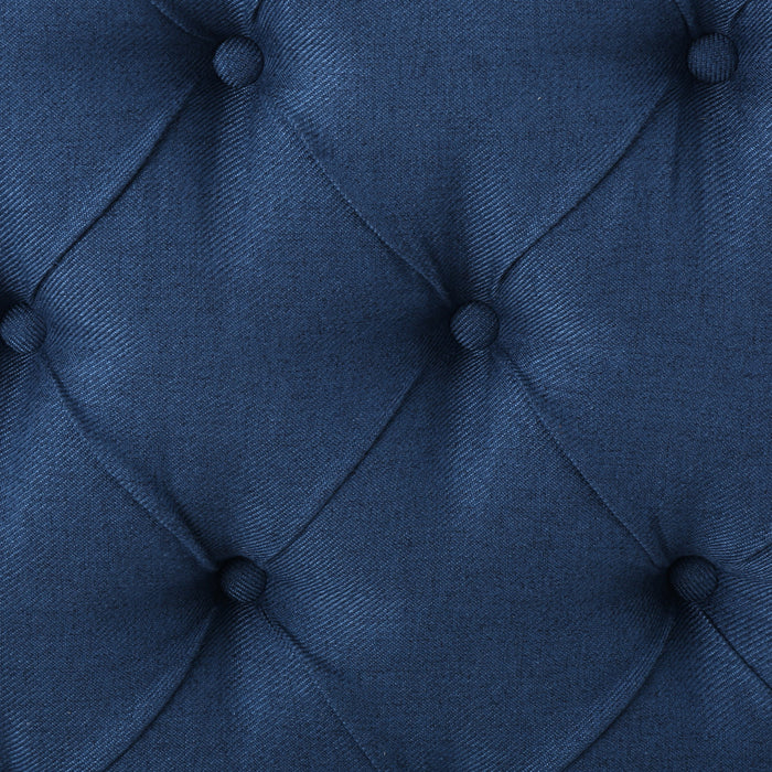 Hansen Tete De Lit Capitonnee A Dossier Aile Avec Boutons, Taille King, Bleu Marine Fonce