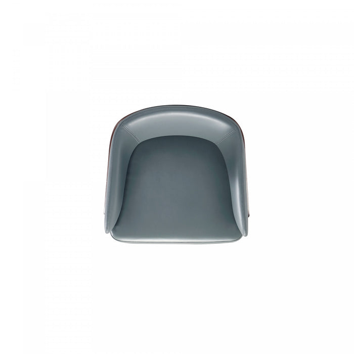 Chaise de salle a manger moderne en bois et cuir vegetalien Reeva en gris - Lot de 2