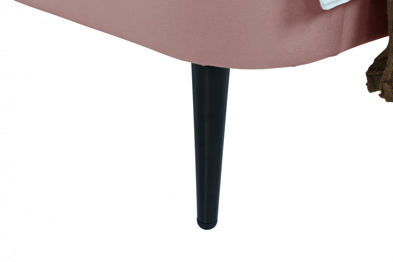 Lit jumeau Heather style milieu du siecle moderne en velours, rembourre, coloris rose poudre et noir