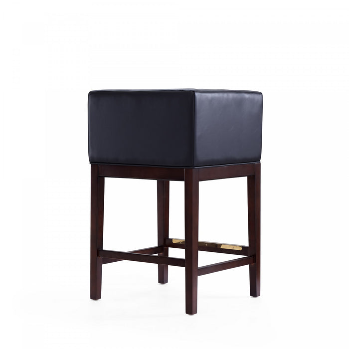 Tabouret de comptoir Kingsley style milieu du siecle en bois et tissu, noir – Lot de 2
