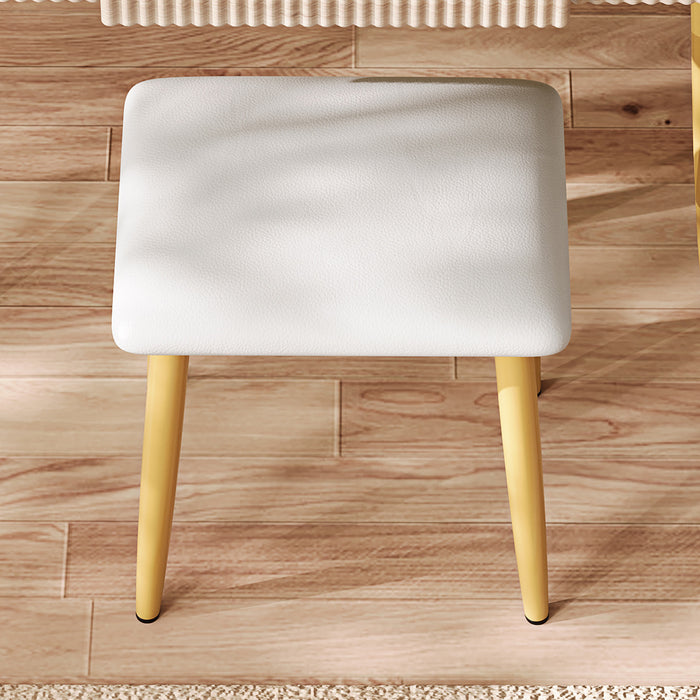 Isabella Ensemble de coiffeuse 4 tiroirs avec miroir LED et pieds en metal, Brun Jaune