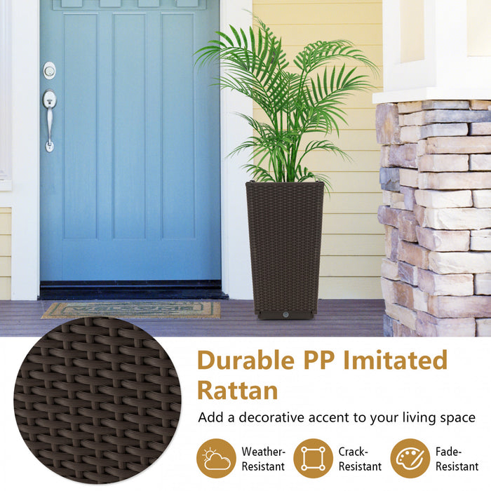 Costway 2pcs Outdoor Wicker Flower Pot 22,5 \"planters Hauts Avec Cafe Trou De Drainage