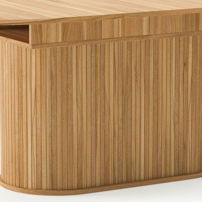 Noah Table a manger ovale extensible avec pieds rayes, brun clair