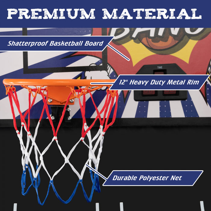 Costway Double Shot Basketball Arcade Game Avec 8 Modes De Jeu Arcade Son Electronique Scoring Blanc