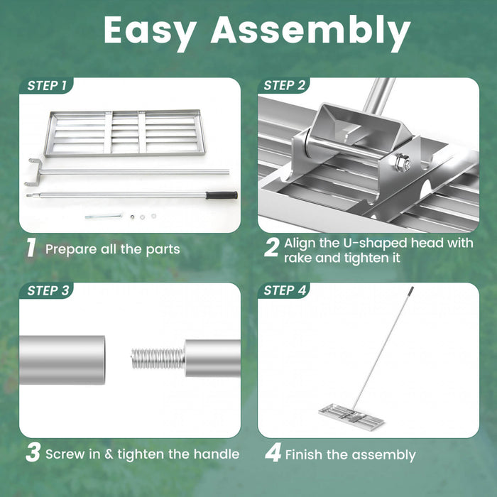 Costway Pelouse Nivelage Rake 30 \"x 10\" Outil De Pelouse De Niveau Pour Jardin Arriere-cour/pelouse Argent
