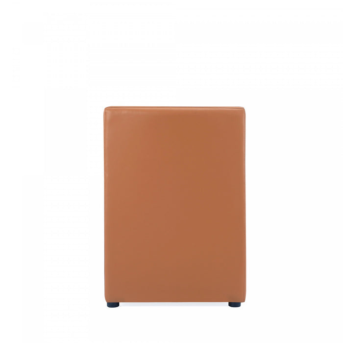 Fauteuil moderne en cuir vegetalien Anna Square couleur brun selle - Lot de 2