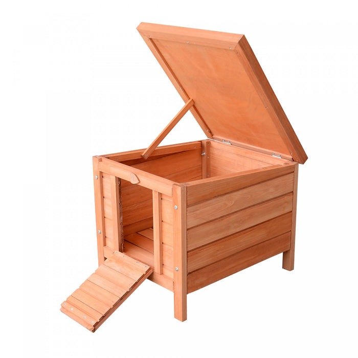 Pawhut 20\" X17\"x17\" Clapier En Bois Pour Lapins Maison Pour Petits Animaux Lapin Cochon D'inde Cage Pour Animaux De Compagnie Coop Abri Pour Chat Rouge Orange