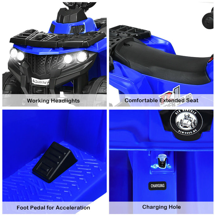 6v Batterie Alimentee Enfants Rouler Sur Atv 4 Roues Quad W / Mp3 & Led Phare Bleu